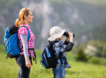 Mother and Daughter Hiking